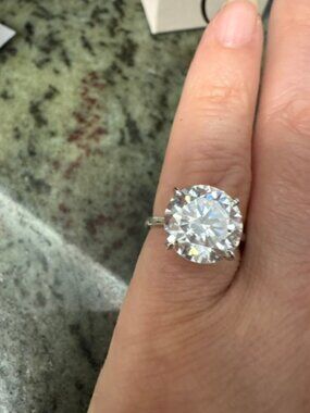 925 Sterling Silver 5 CT Round Cut Solitaire Ring Diamond Simulant Size 4